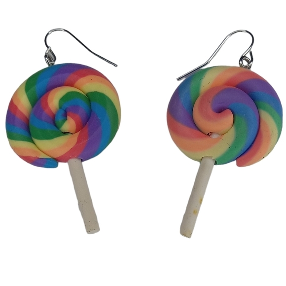 Rainbow Lollipop Earrings - Picture 2 of 2